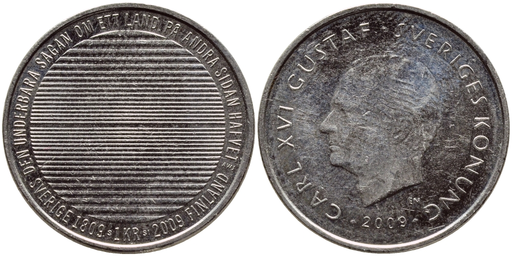 Швеция 1 крона 2009 Карл XVI Густав (1973- ) KM 894 медно-никель 86-1426