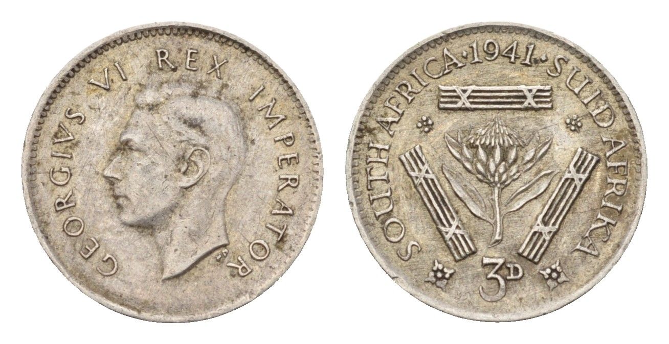 ЮАР 3 пенса 1941 Георг VI (1936-1952) KM 26 серебро 4564-716
