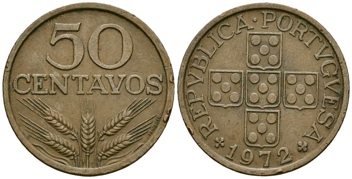 Португалия 50 сентаво 1972 KM 596 бронза 4176-1237