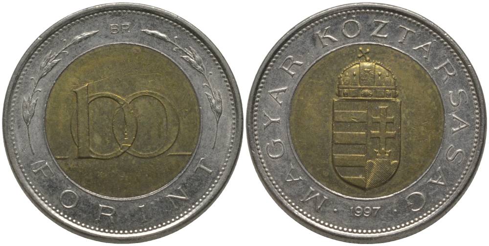 ВЕНГРИЯ 100 ФОРИНТОВ 1997 KM 721 биметалл 181-742