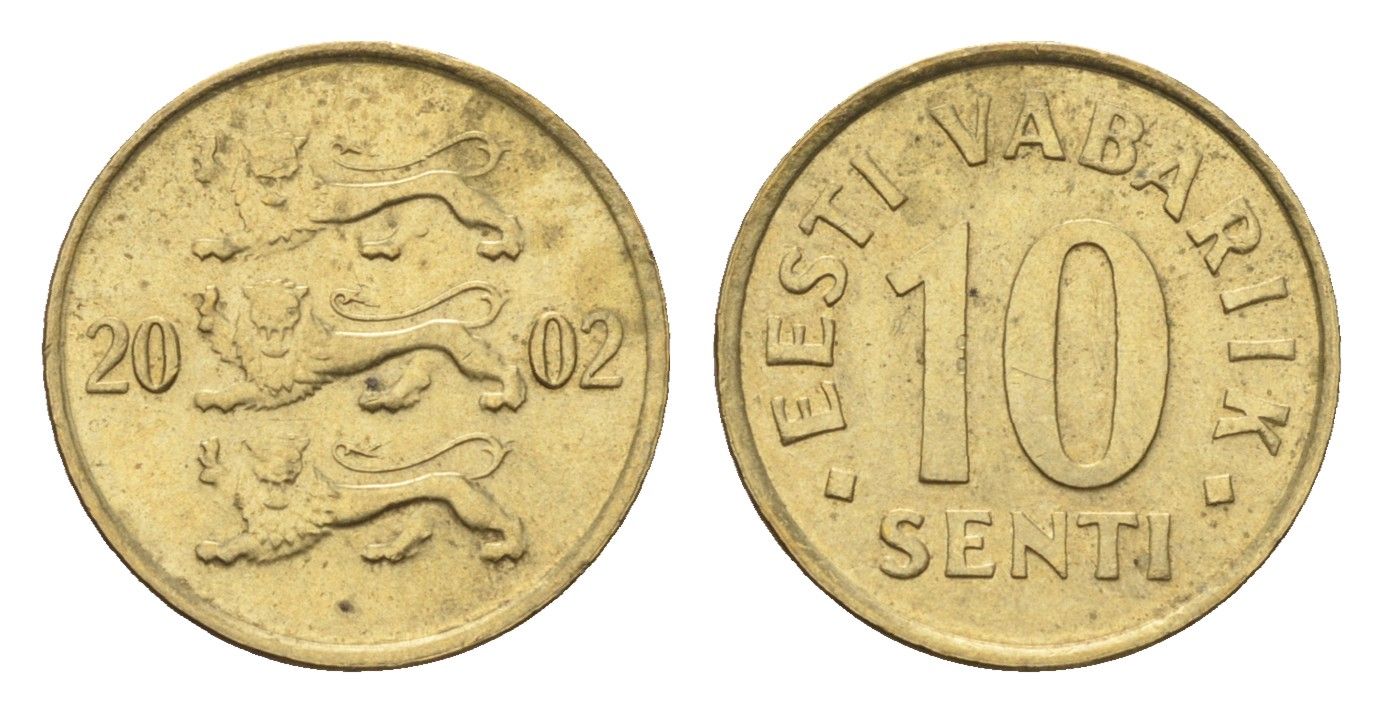 Эстония 10 сентов 2002 KM 22 латунь UNC 4668-635