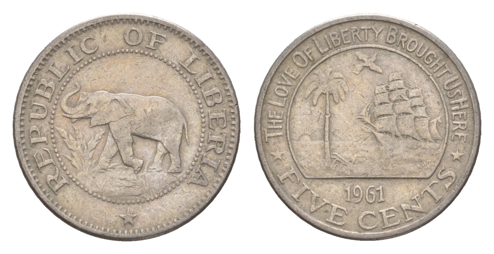 Либерия 5 центов 1961 KM 14 медно-никель 4659-449