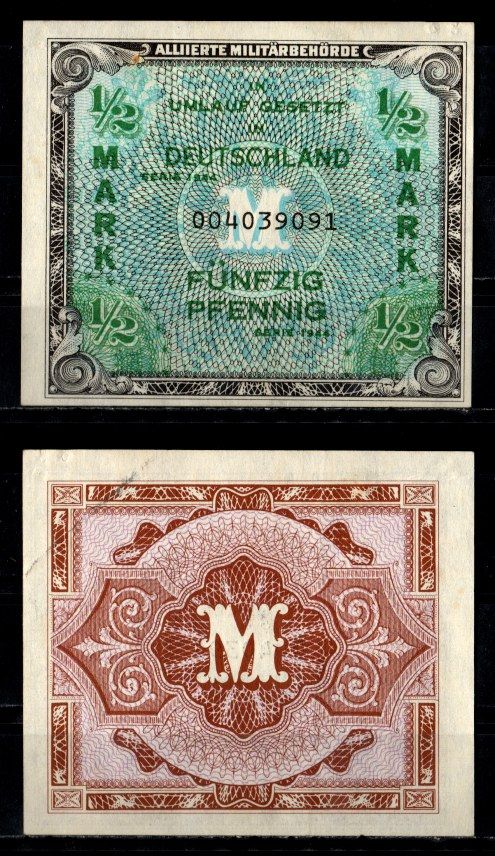 Германия, оккупация союзниками 50 пфеннингов 1944 Pick 191 a бумага 8615-6-2-1
