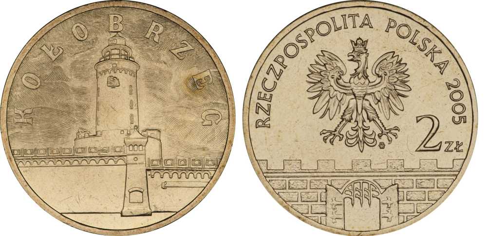 Польша 2 злотых 2005 MW, серия польские города, Колобжег (Kolobrzeg) KM 528, Parchimowicz 957 латунь UNC 603-843