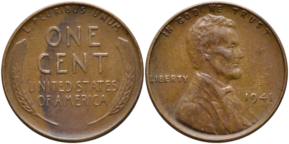 США 1 ЦЕНТ 1941 ЛИНКОЛЬН KM 132 бронза 4392-463