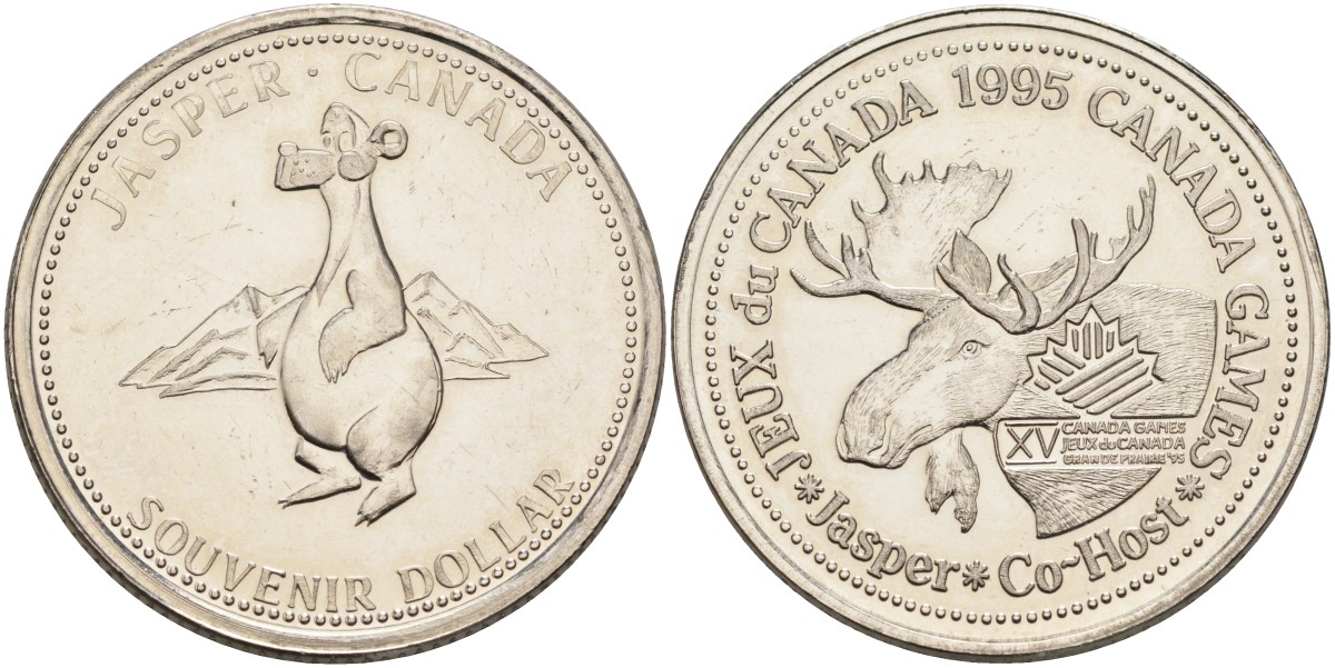 Канада жетон 1995 Souvenir dollar, Jasper, лось никель 4590-836