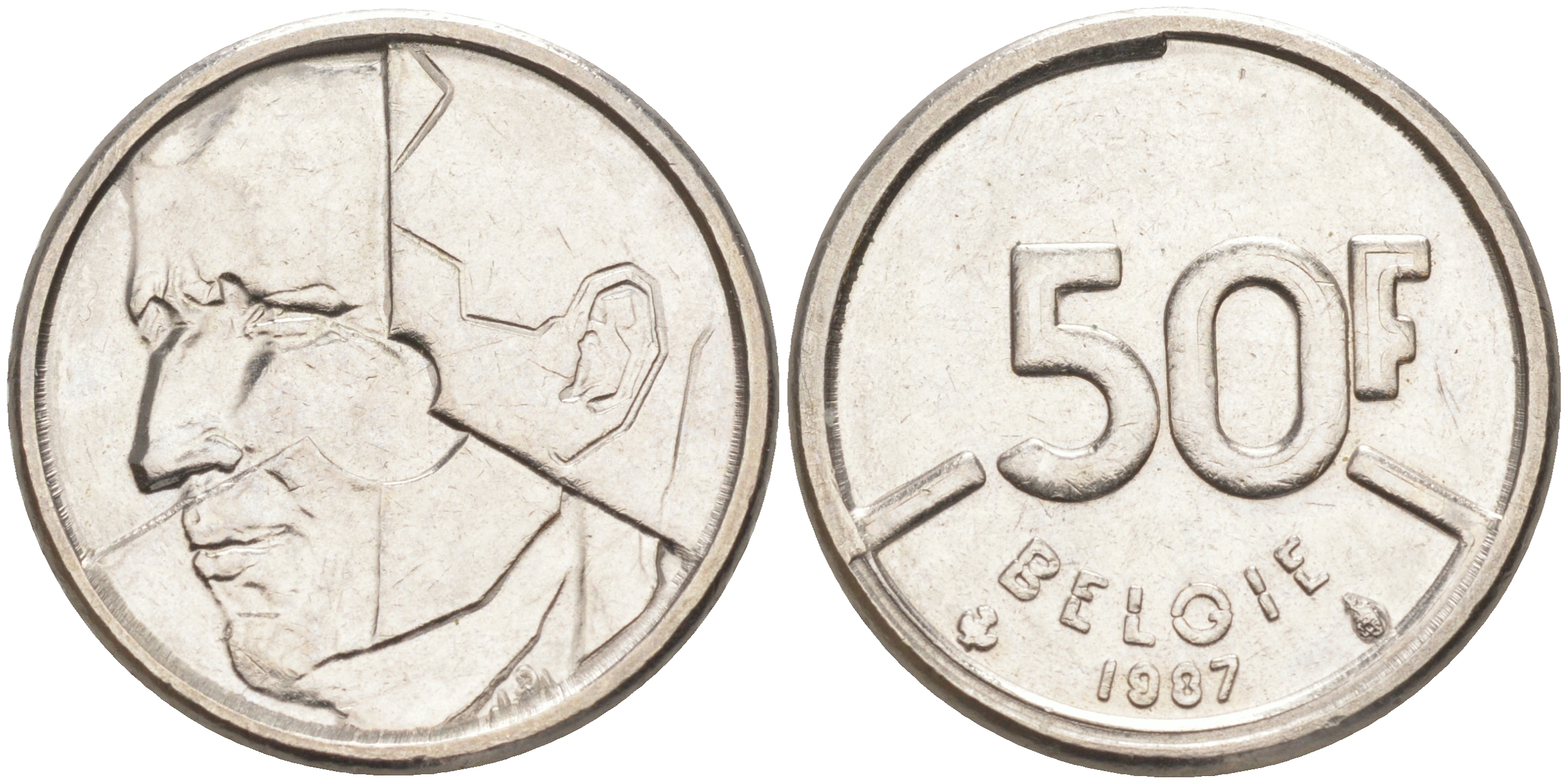 БЕЛЬГИЯ 50 ФРАНКОВ 1987 BELGIE, БОДУЭН I (1951-1993) KM 169 никель 106-441