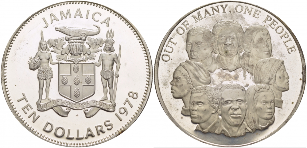 Ямайка 10 долларов 1978 единство Ямайки KM 75а серебро PROOF 05-041-31
