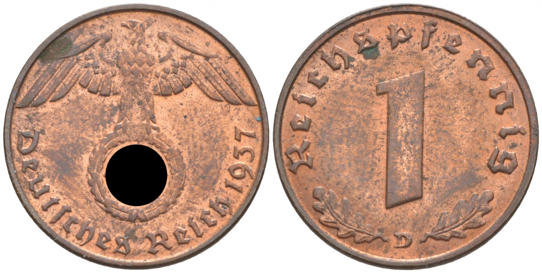 ГЕРМАНИЯ 1 РЕЙХСПФЕННИГ 1937 D J 361, KM 89 бронза aUNC 73-241