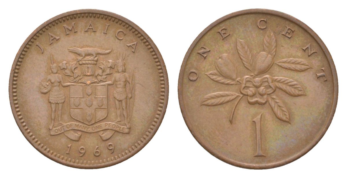 Ямайка 1 цент 1969 KM 45 бронза aUNC 4623-566