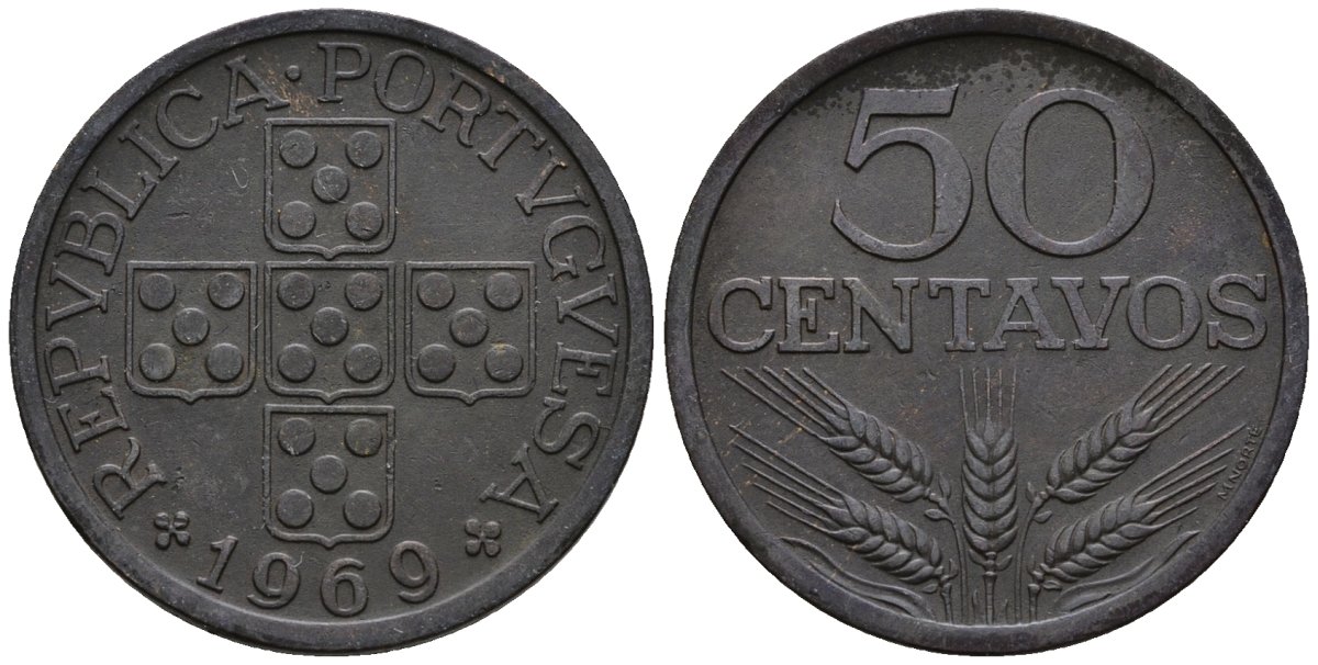 Португалия 50 сентаво 1969 KM 596 бронза 4148-346