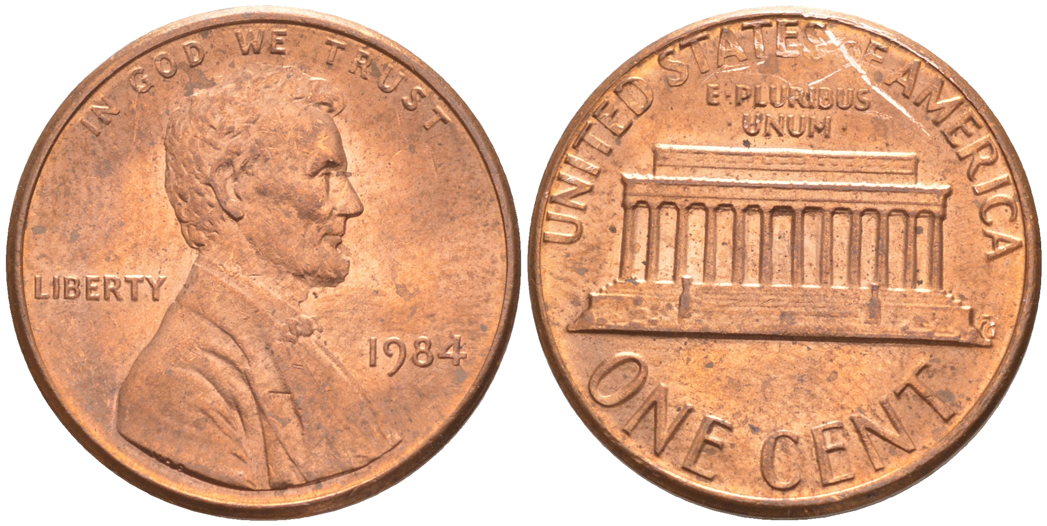 США 1 ЦЕНТ 1984 D, ЛИНКОЛЬН KM 201b цинк плакированный медью UNC 187-726