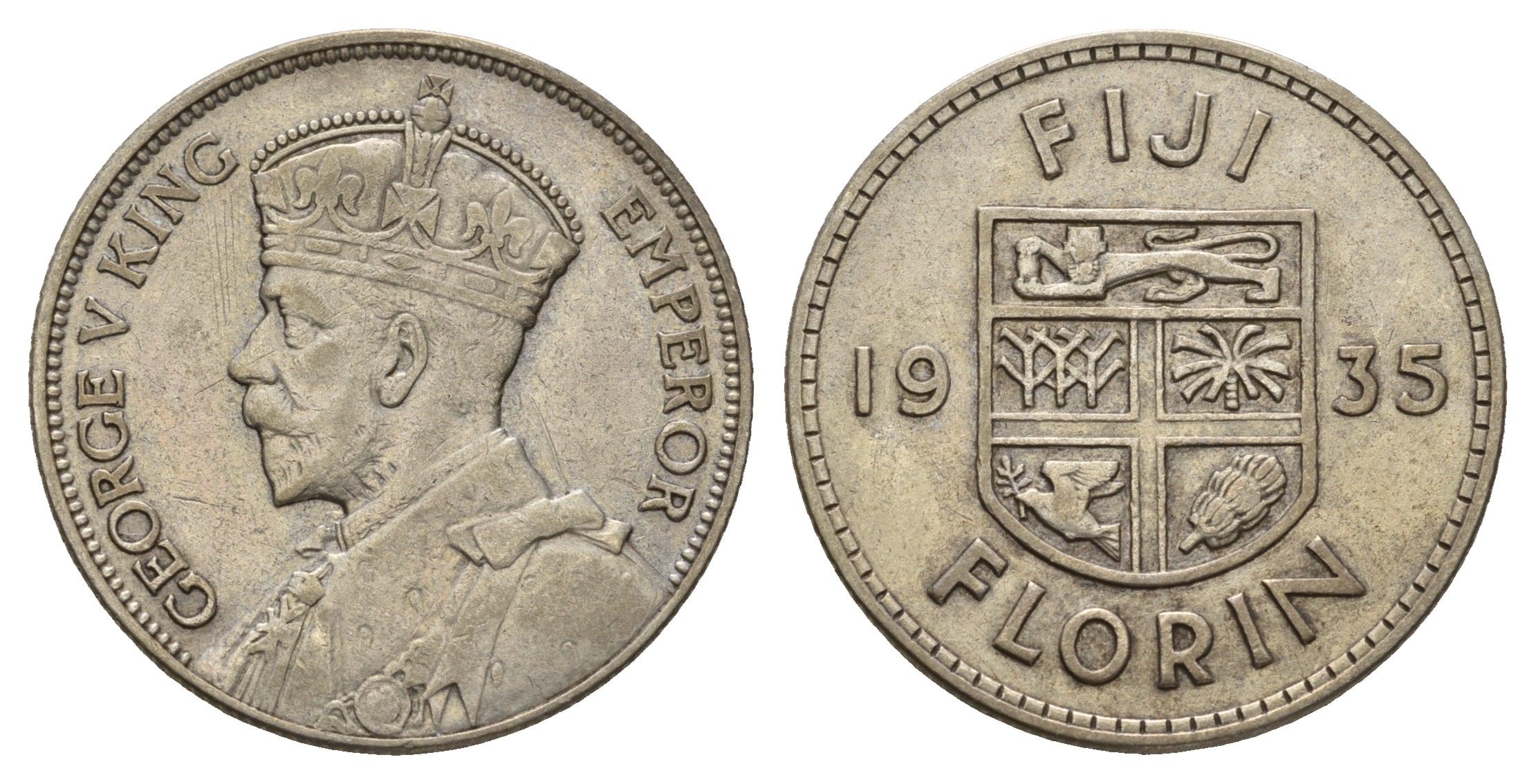 Фиджи 1 флорин 1935 Георг V (1910-1936) KM 5 серебро 270-341