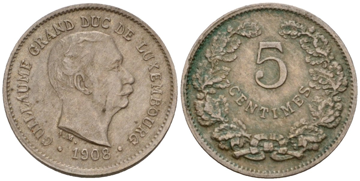 Люксембург 5 сантимов 1908 Вильгельм IV (1905-1912) KM 26 медно-никель 4602-342