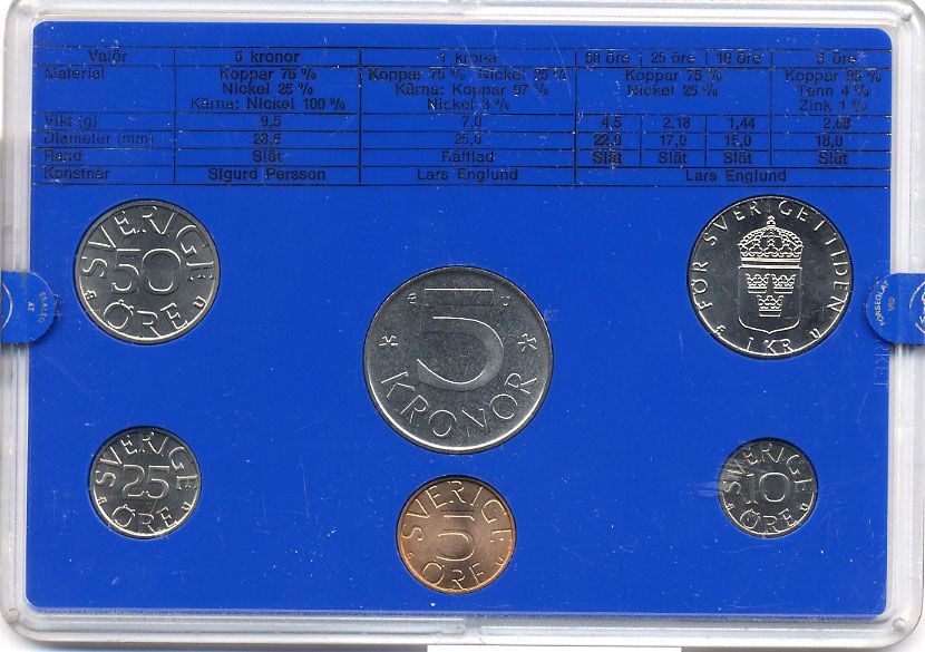 Швеция набор монетного двора из 6 монет 1981 в пластике, Карл XVI Густав (1973- ) KM MS19 UNC 4-3-7-169