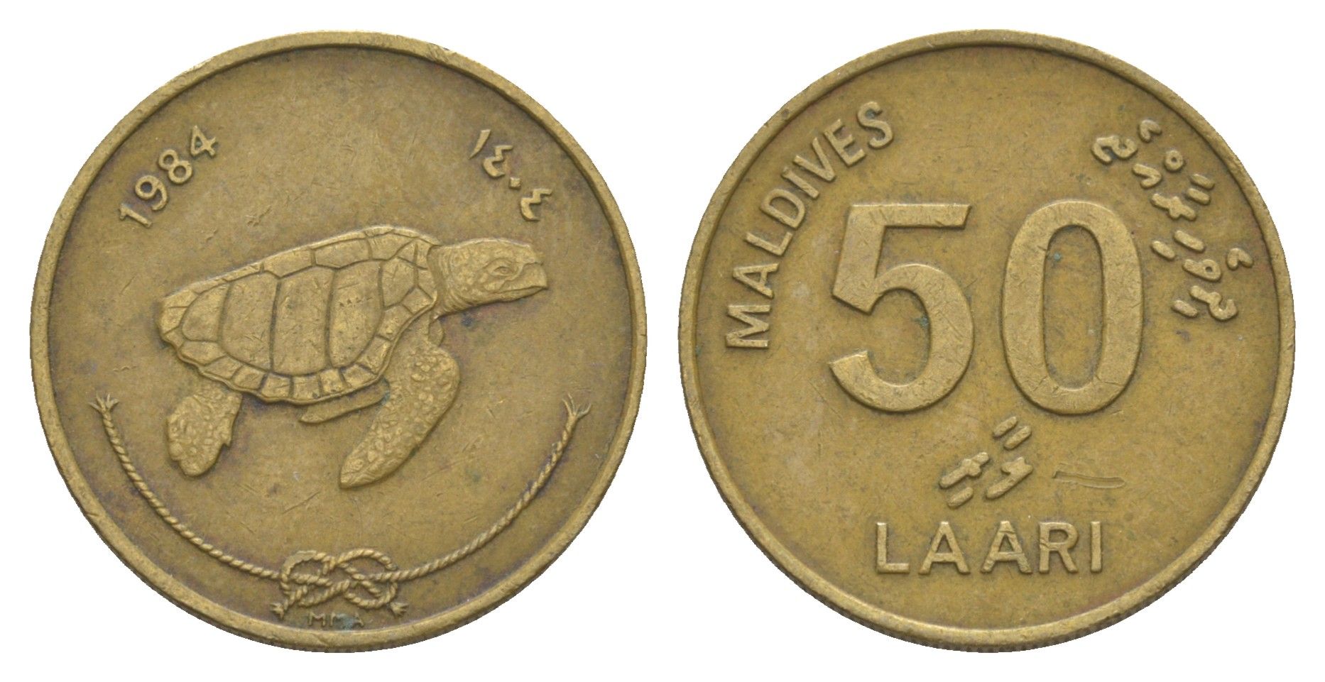 Мальдивские острова (Мальдивы) 50 лари 1984 KM 72 никель латунь 4650-832