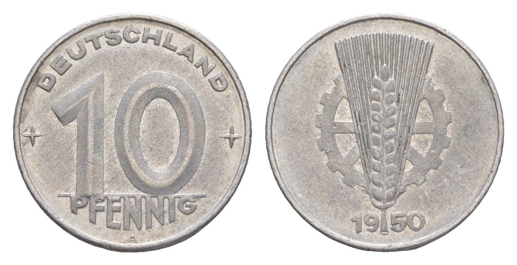 ГДР 10 пфеннигов 1950 A KM 3 алюминий 4647-813