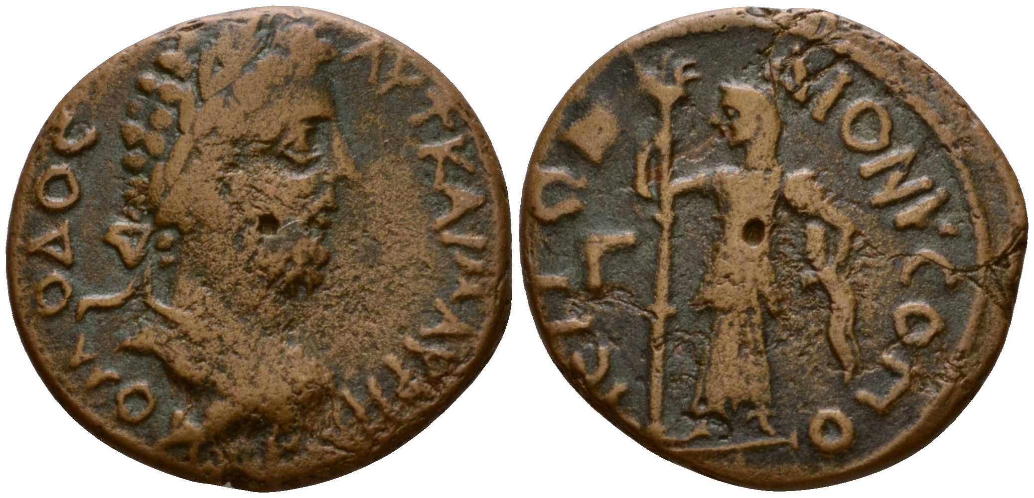 Римская Империя, Провинция Нижняя Мезия, Дионисополь AE 184 - 190 Коммод, бюст императора / Деметра с факелом (Very rare!) RPC online IV.1 9498 бронза 1100-8-32