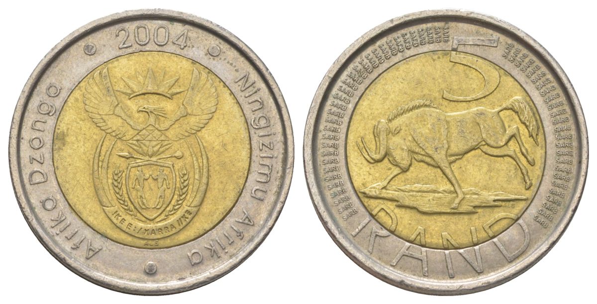 ЮАР 5 рандов 2004 KM 281 биметалл 4626-827