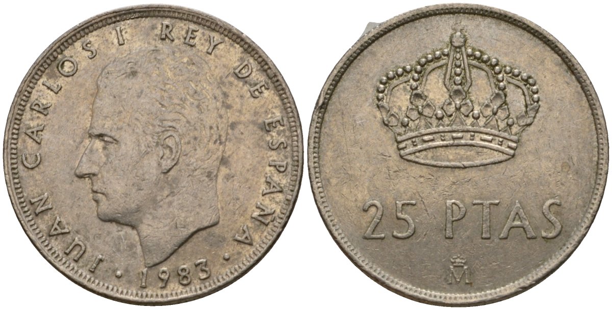 Испания 25 песет 1983 Хуан Карлос I (1975-2014) KM 824 медно-никель 183-116