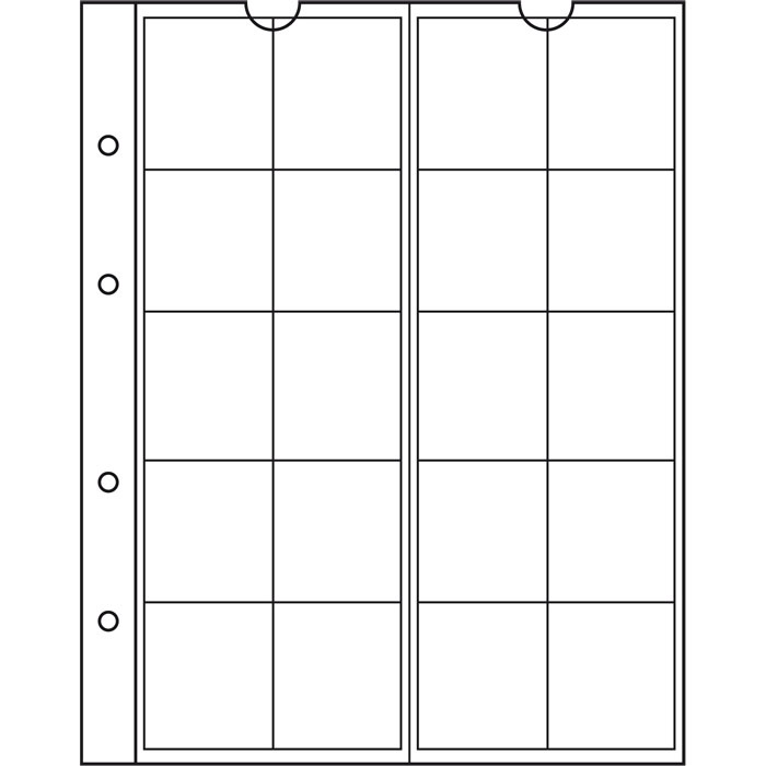 Лист в альбом Numis 34 для монет, на 20 ячеек. Leuchtturm. 338571