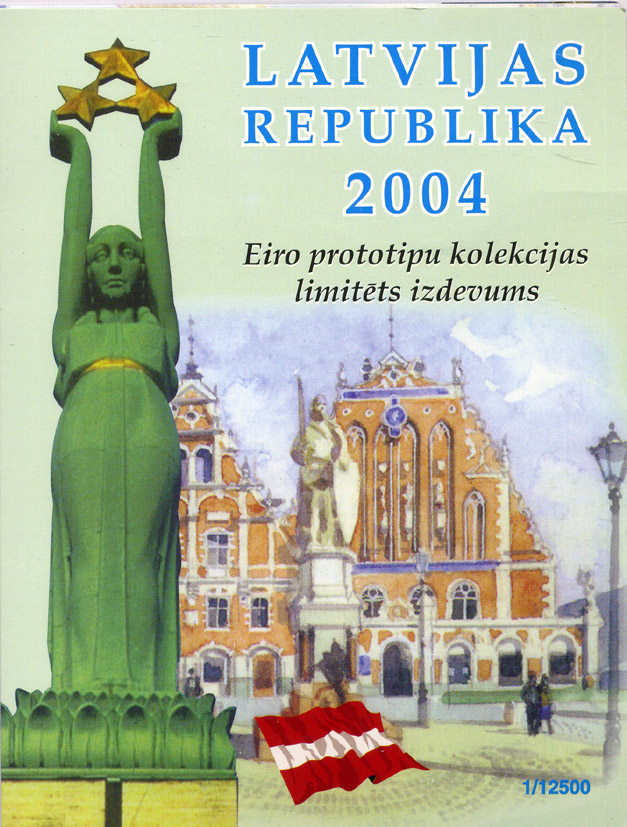 Латвия набор из 8 европробников 2004 в оригинальном картонном буклете, тираж 12500 экз 5-6-3-42