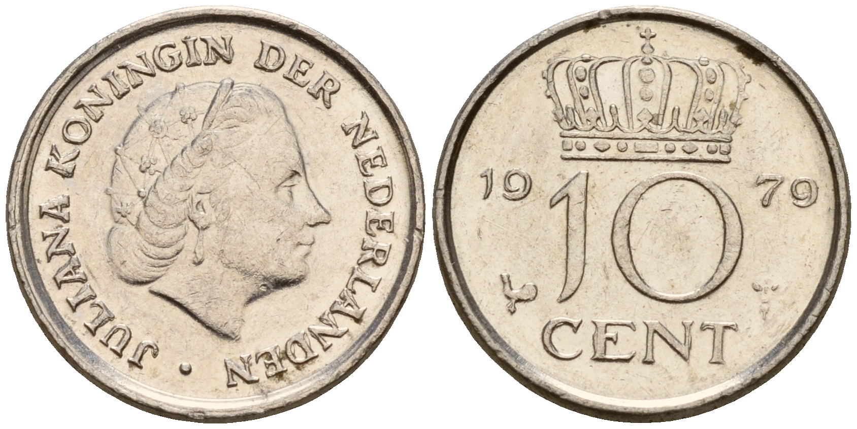 Нидерланды 10 центов 1979 Юлиана (1949-1980) KM 182 никель    4598-339