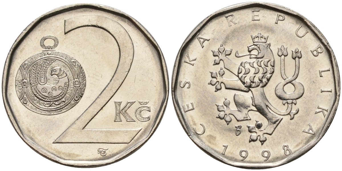 Словакия 2 кроны 1998 KM 9 сталь плакированная никелем 4152-918