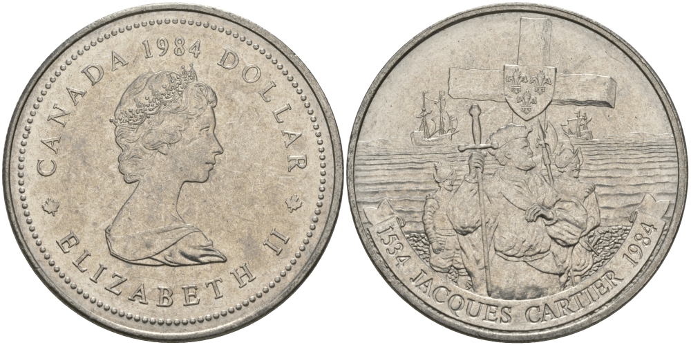 Канада 1 доллар 1984 Жак Картье KM 141 никель UNC 97-215
