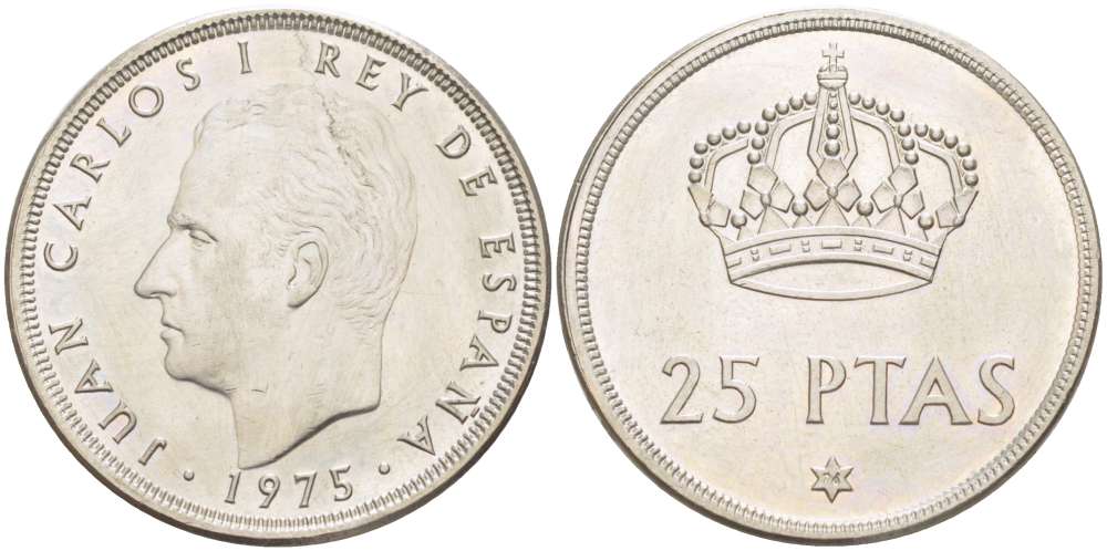 Испания 25 песет 1975 (76) Хуан Карлос I (1975-2014) KM 808 медно-никель 4521-326