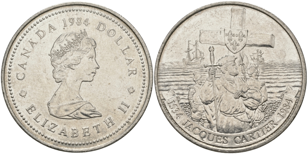 Канада 1 доллар 1984 Жак Картье KM 141 никель UNC 97-232