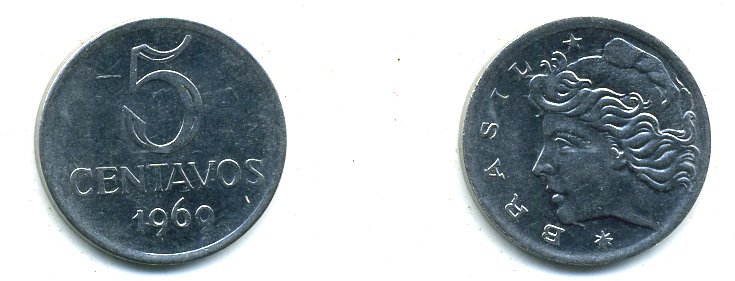 БРАЗИЛИЯ 5 СЕНТАВО 1969 57-1136
