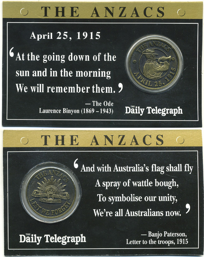 АВСТРАЛИЯ МЕДАЛЬ ND ANZAC, АВСТРАЛИЙСКИЙ И НОВОЗЕЛАНДСКИЙ АРМЕЙСКИЙ КОРПУС, ВРЕМЕН ПЕРВОЙ МИРОВОЙ ВОЙНЫ, АКТИВНО УЧАВСТВОВАЛ В БОЯХ В ЕГИПТЕ ГАЛЛИПОЛИ UNC 06-081-73