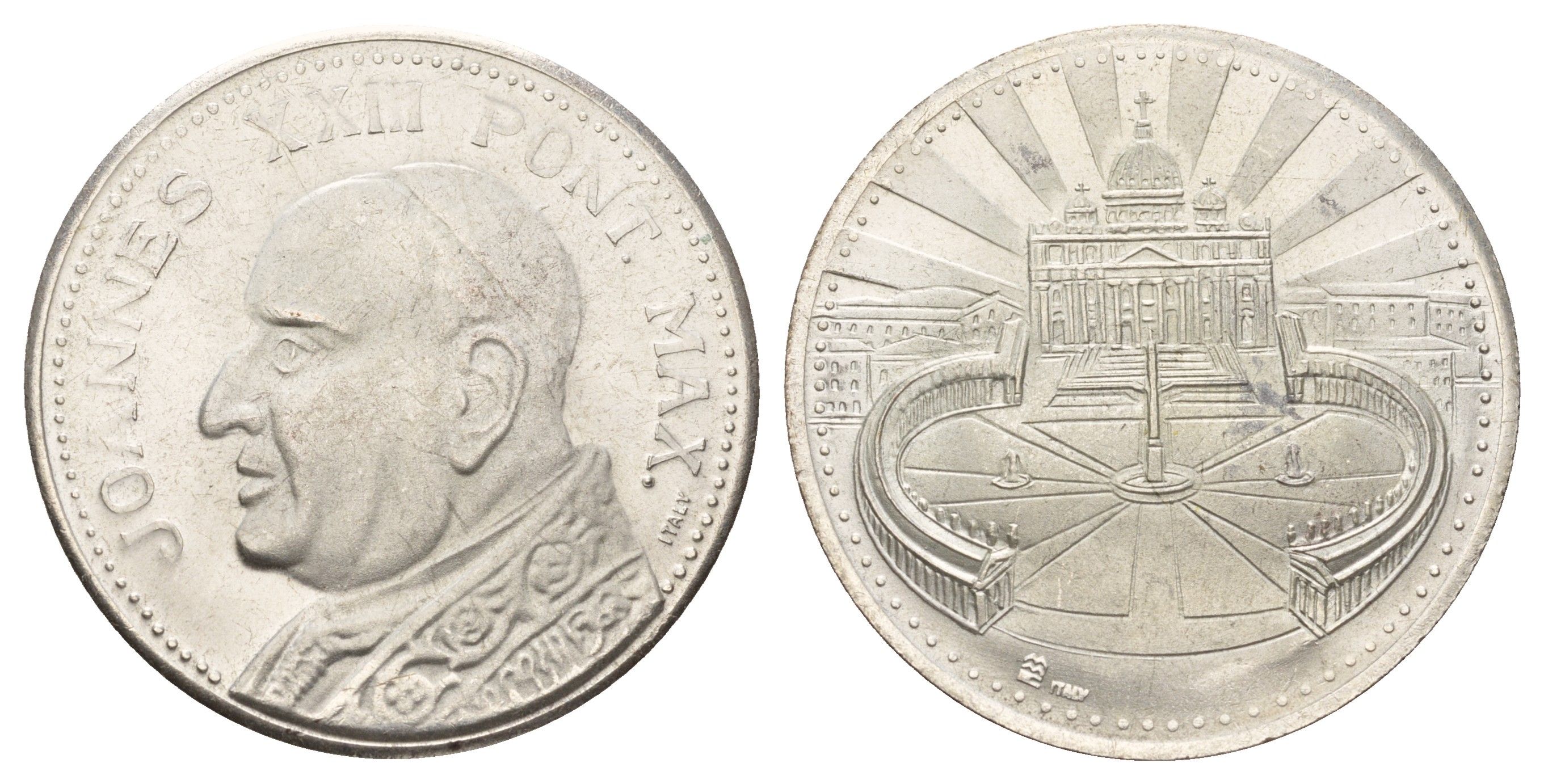 Ватикан медаль в честь избрание папой римским Иоанна XXIII ND (1958) Иоанн XXIII, Площадь Святого Петра, диаметр 35 мм, вес 16 гр бронза плакированная серебро 4667-1131