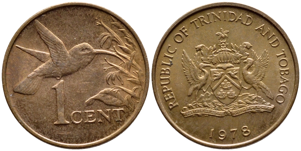 Тринидад и Тобаго 1 цент 1978 колибри KM 29 бронза 4396-963
