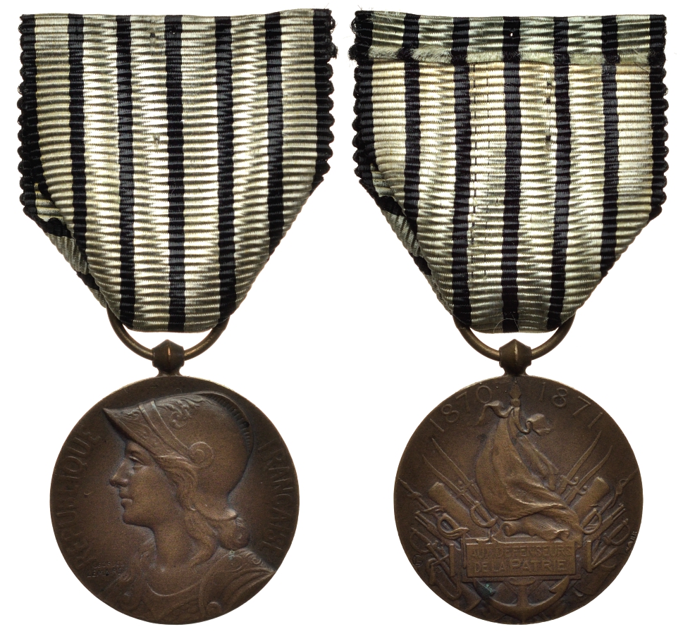 Франция медаль 1911 памятная медаль для ветеранов Франко-Прусской войны 1870-1871 годов, диаметр 30 мм.  бронза    1076-1-21