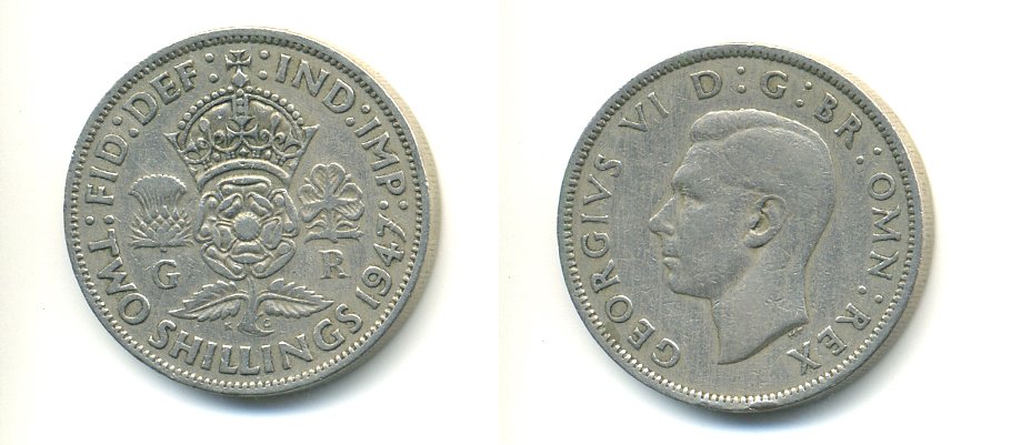 Великобритания 2 шиллинга (флорин) 1947 Георг VI (1936-1952) KM 865, Spink 4102 медно-никель 59-826