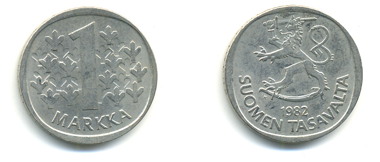 ФИНЛЯНДИЯ 1 МАРКА 1982 К KM 49а медно-никель 176-426