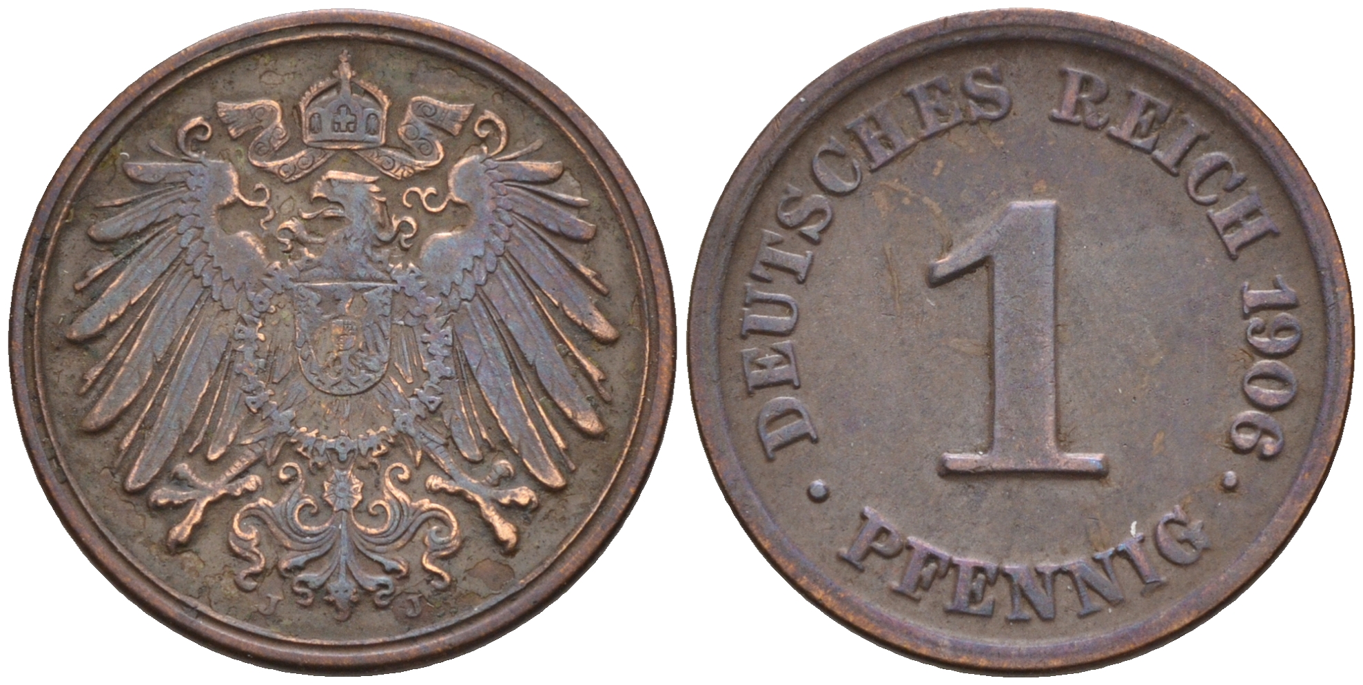 Германия 1 пфенниг 1906 J KM 10, J. 10 медь 4594-1246