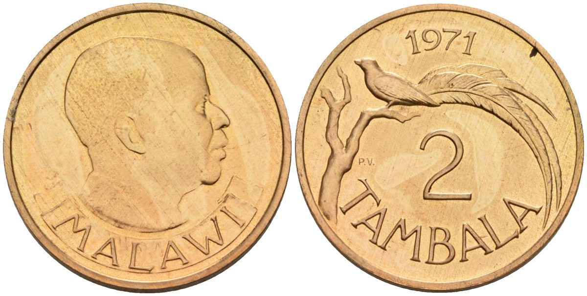 Малави 2 тамбалы 1971 KM 8.1 бронза PROOF 3711-412