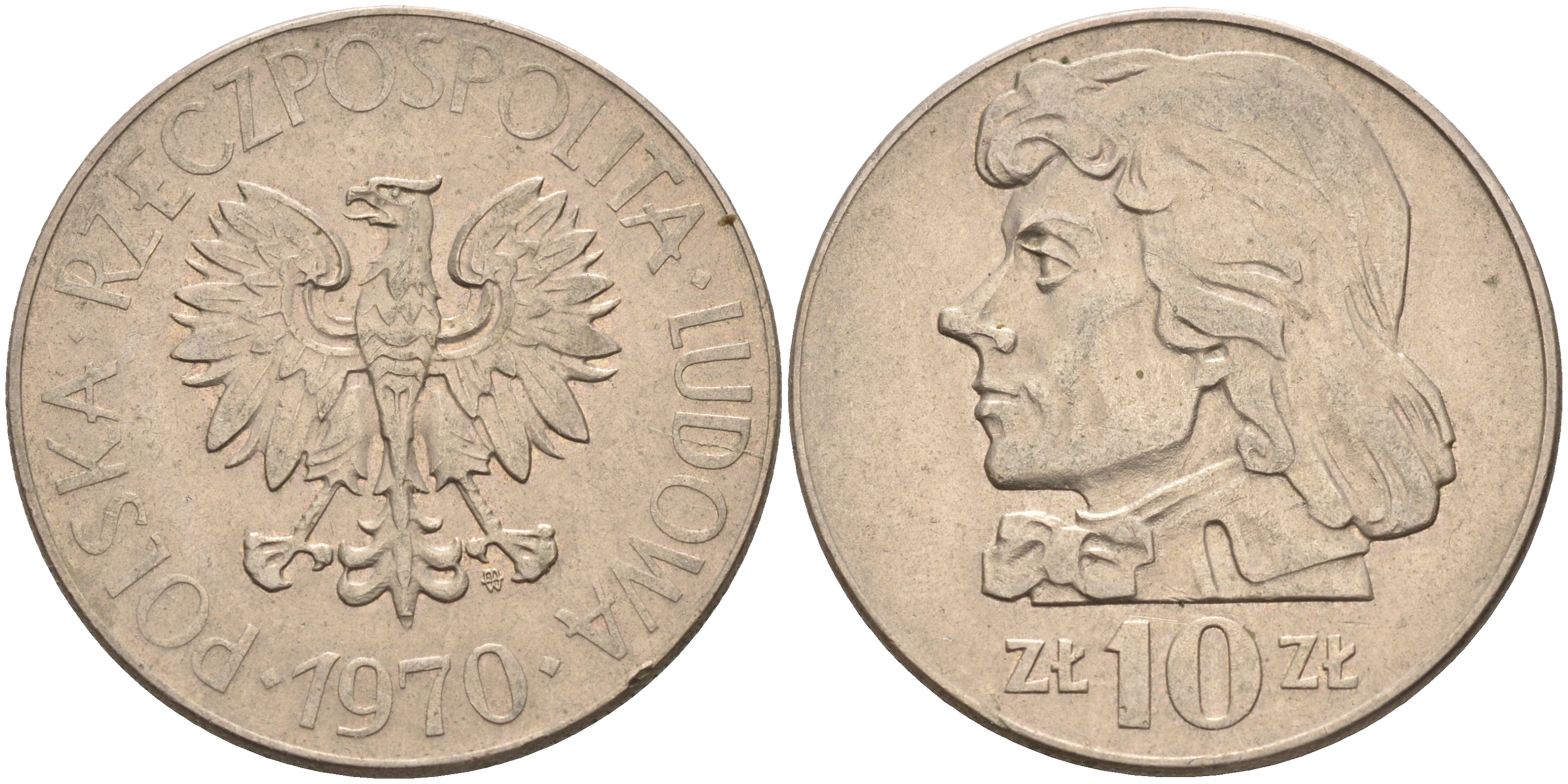 Польша 10 злотых 1970 MW, Тадеуш Костюшко (1746-1817) KM 50а медно-никель    4148-1256