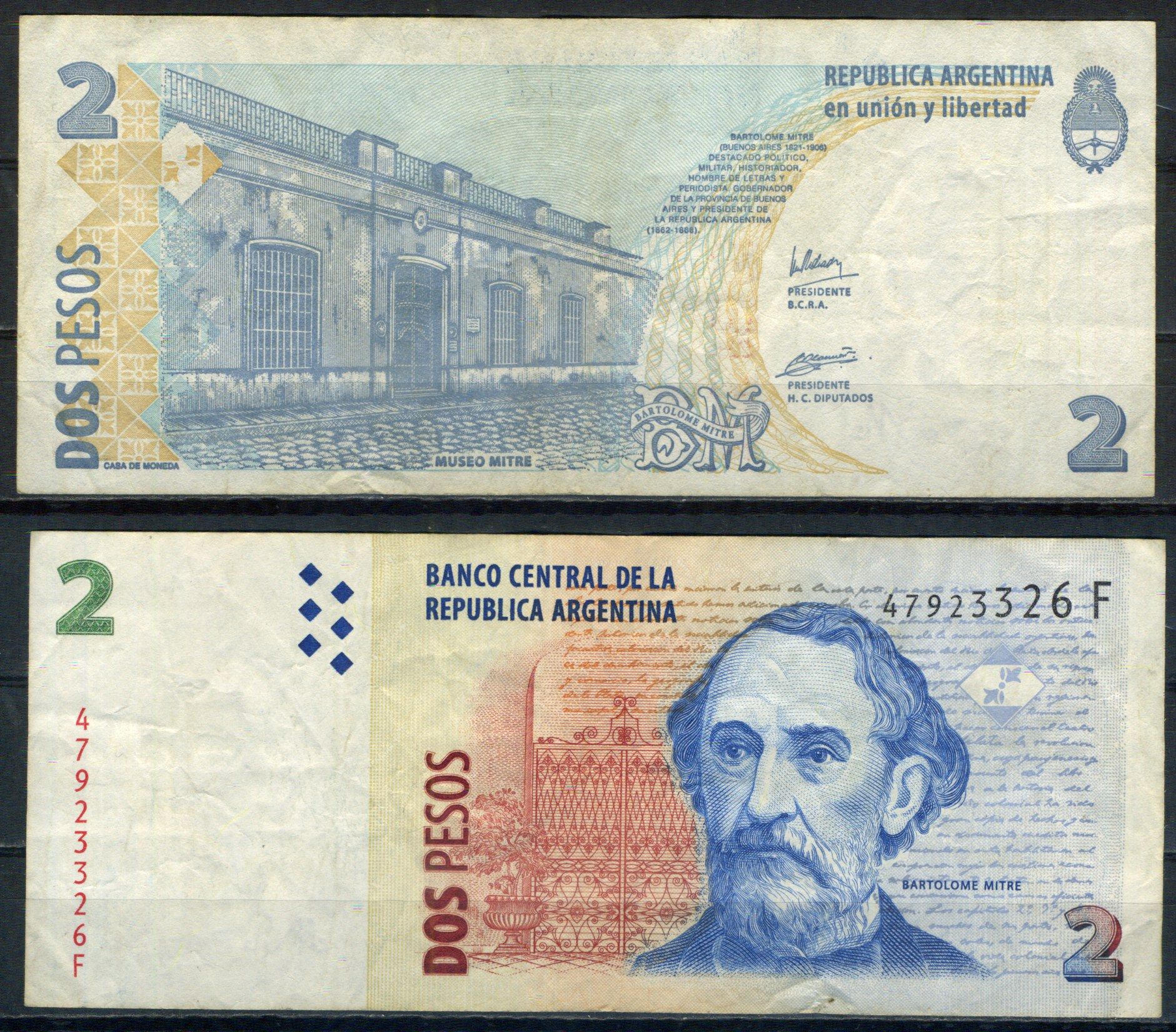 Аргентина 2 песо ND (2002) Pick 352 (3) бумага 8621-5-3-2