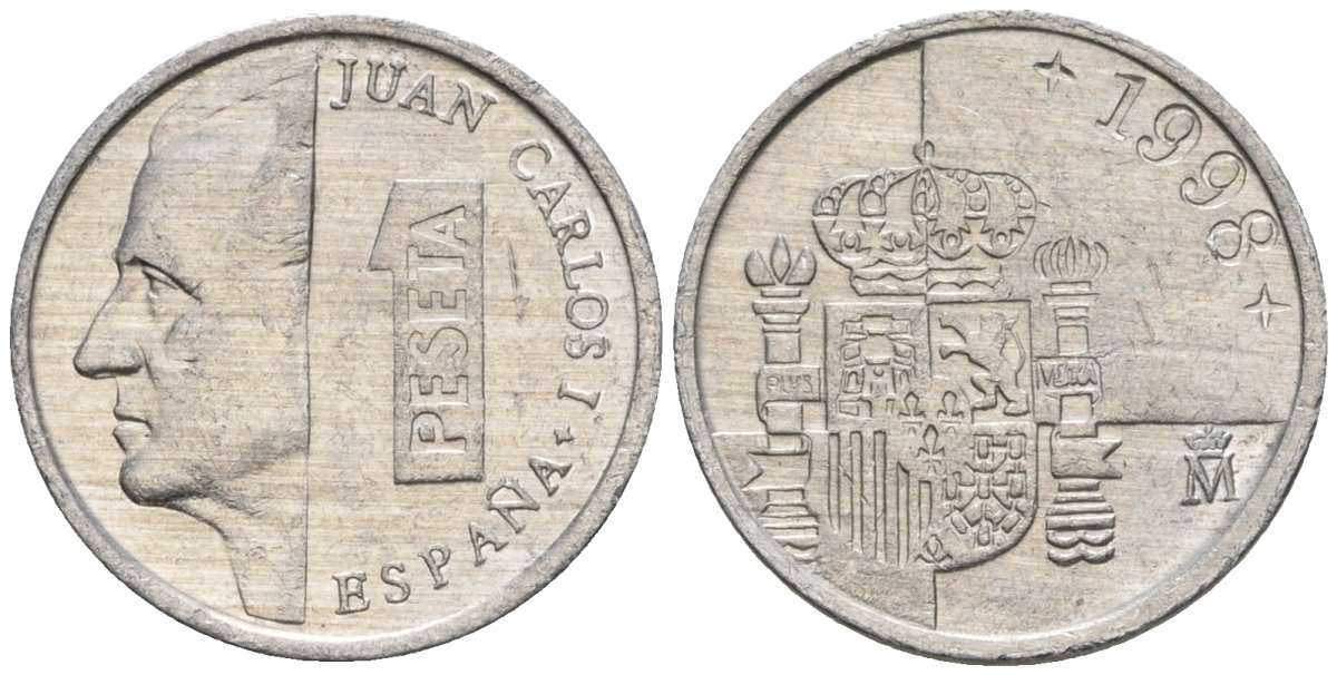 Испания 1 песета 1998 M, Хуан Карлос I (1975-2014) KM 832 алюминий 4602-1213