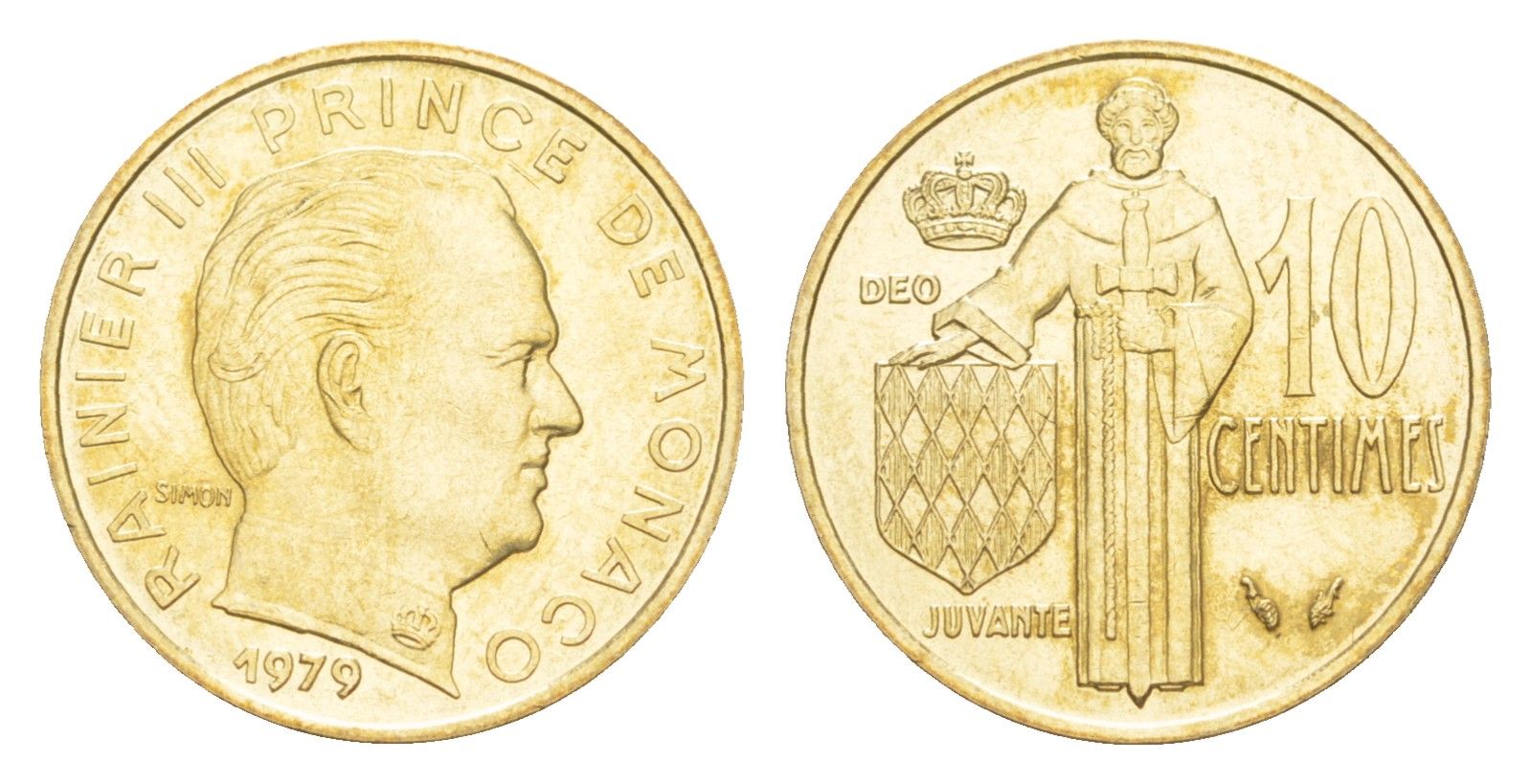 Монако 10 сантимов 1979 Ренье III (1949-2005) KM 142 медь алюминий никель UNC 4644-1243