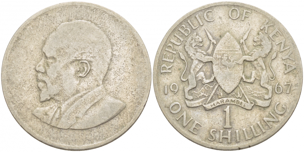 Кения 1 шиллинг 1967 Джомо Кениата KM 5 медно-никель 213-812