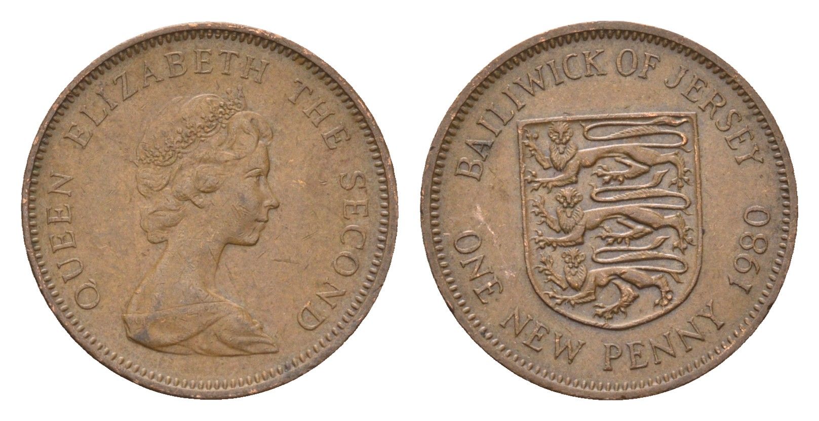 Джерси 1 пенни 1980 Елизавета II (1952-2022), герб KM 30 бронза 4690-243