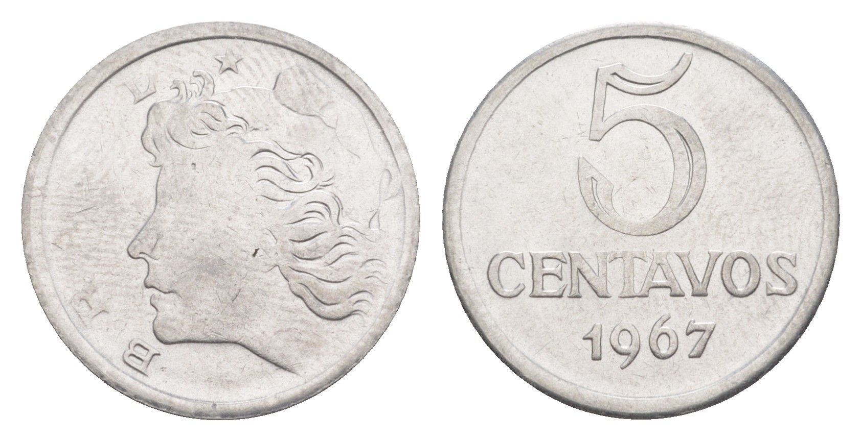 Бразилия 5 сентаво 1967 KM 577.1 нержавеющая сталь UNC 4644-414