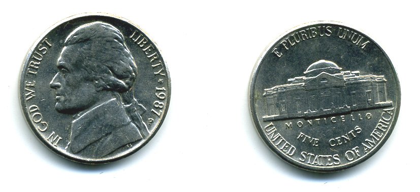 США 5 ЦЕНТОВ 1987 KM А192 медно-никель 46-2155