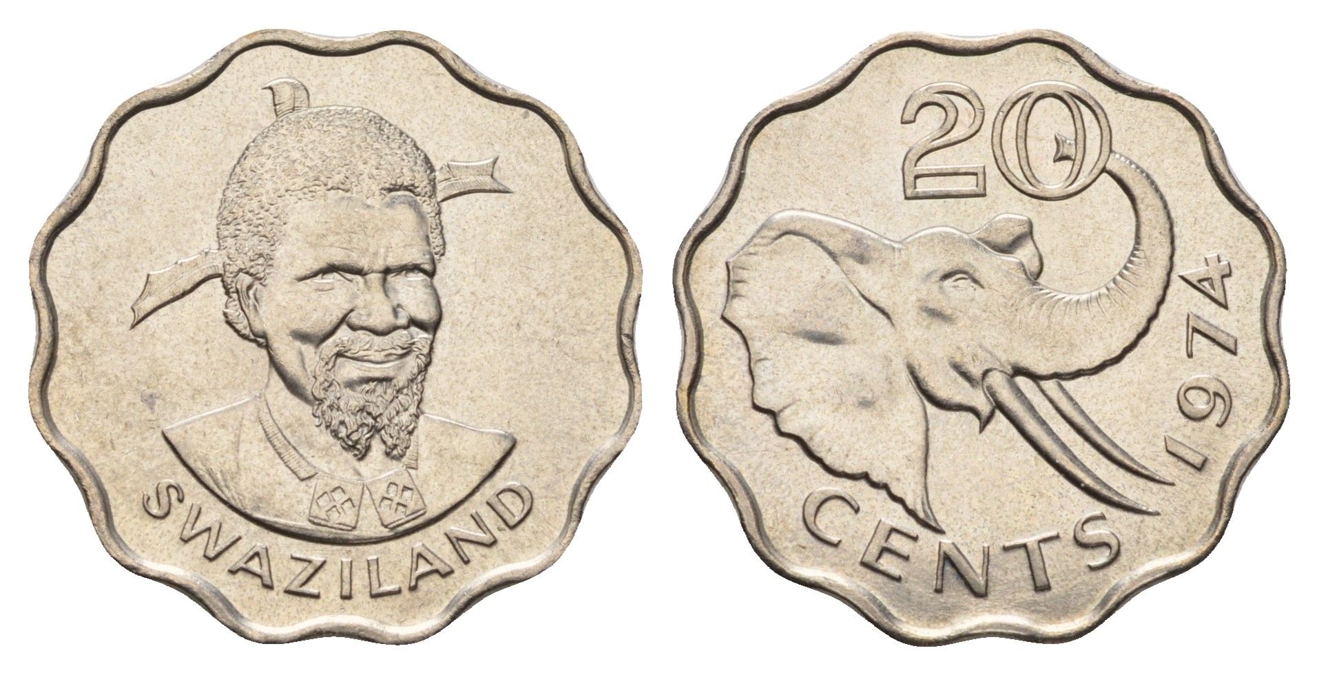 Свазиленд 20 центов 1974 KM 11 медно-никель UNC 4678-111