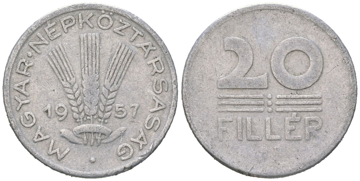 Венгрия 20 филлеров 1957 BP KM 550 алюминий 4617-1016